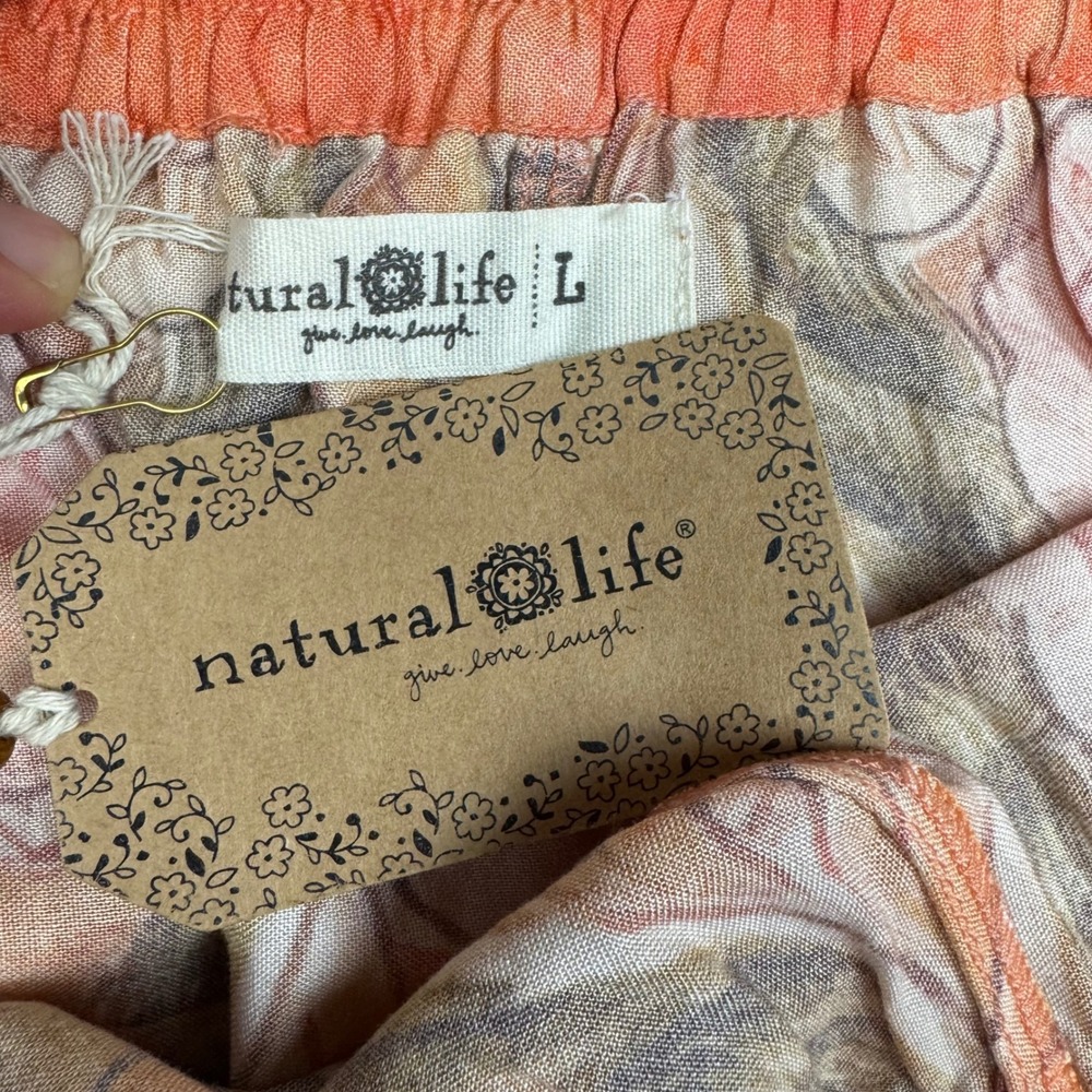 NWT Natural Life Boho Wide Leg Palazzo Pants Womens Large Floral Artsy Festival - Picture 3 of 11